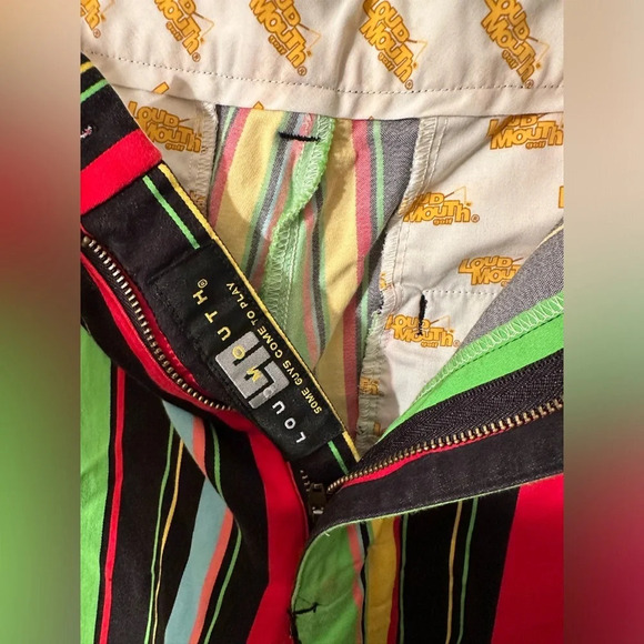 LOUDMOUTH 34 Crazy Stripe Bright Bold Ugly Awesome Golf Shorts Resort Vacation - Picture 4 of 11